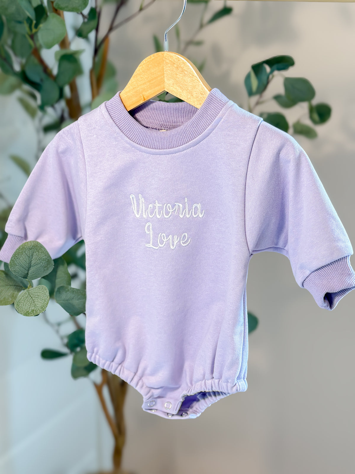 Personalized Lilac Romper -100% Organic Cotton