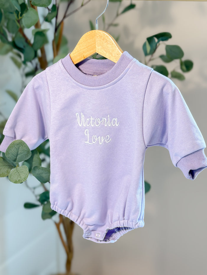 Personalized Lilac Romper -100% Organic Cotton