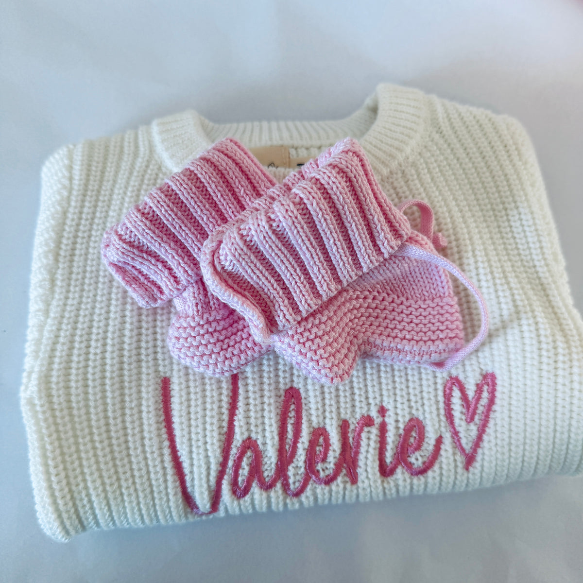 Personalized Knit Romper Bundle - Vanilla & Rose - Organic Cotton
