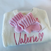 Personalized Knit Romper Bundle - Vanilla & Rose - Organic Cotton