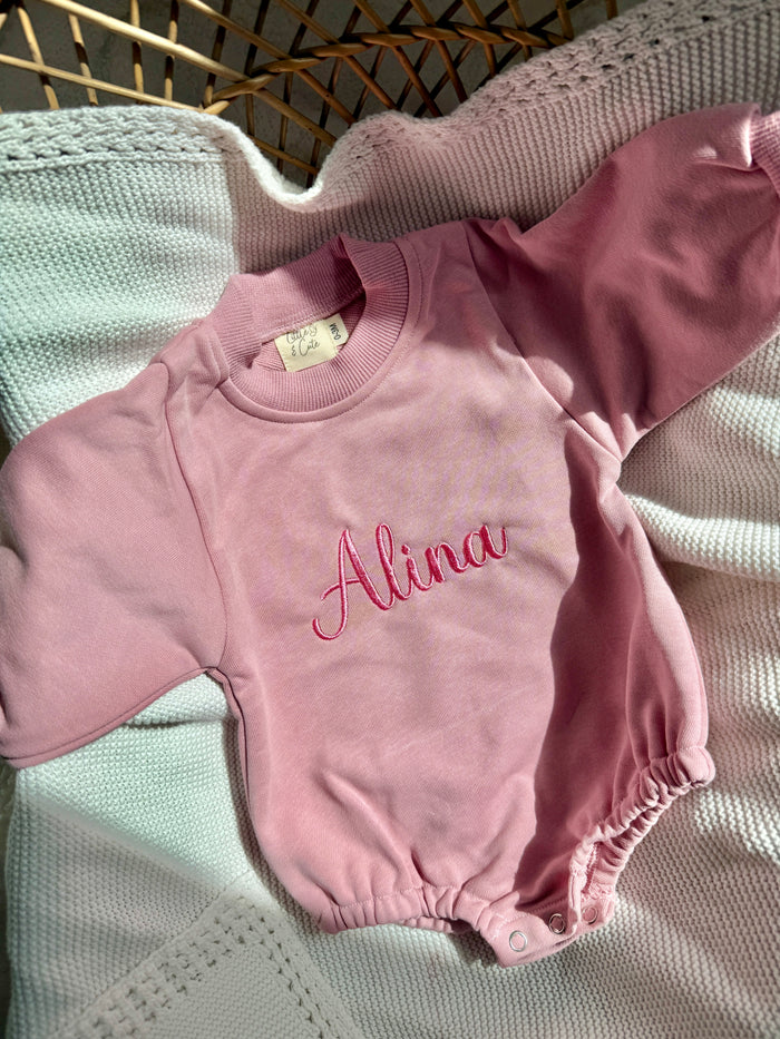 Personalized Rose  Romper - 100% Organic Cotton