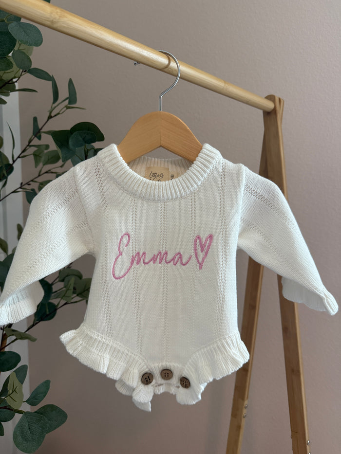 Personalized Ruffled Romper  - Organic Cotton
