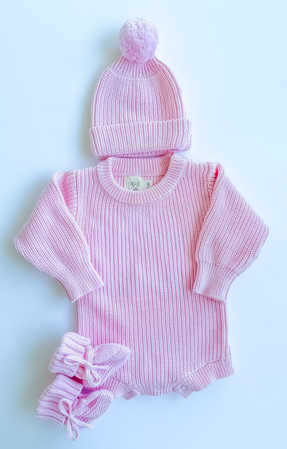 Personalized Rose Knit Romper Bundle - 100 % Organic Cotton -