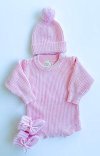 Personalized Rose Knit Romper Bundle - 100 % Organic Cotton -