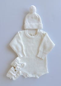 Personalized Knit Romper Bundle - Vanilla - 100% Organic Cotton